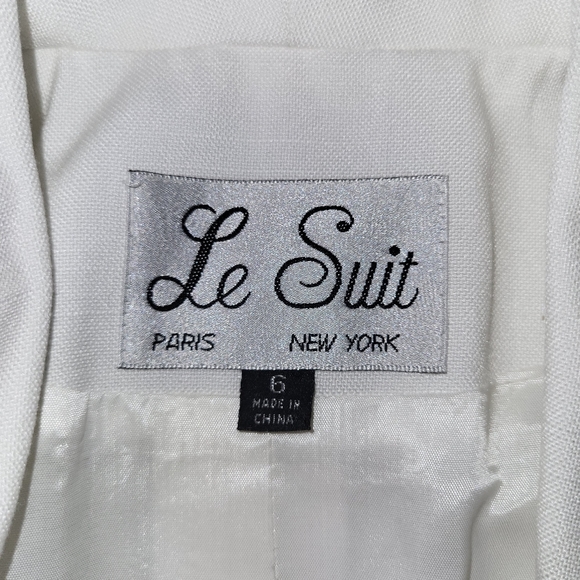 Vintage LE SUIT Lightweight White Linen Skirt Suit - Size 6    (NWT) - Picture 6 of 8